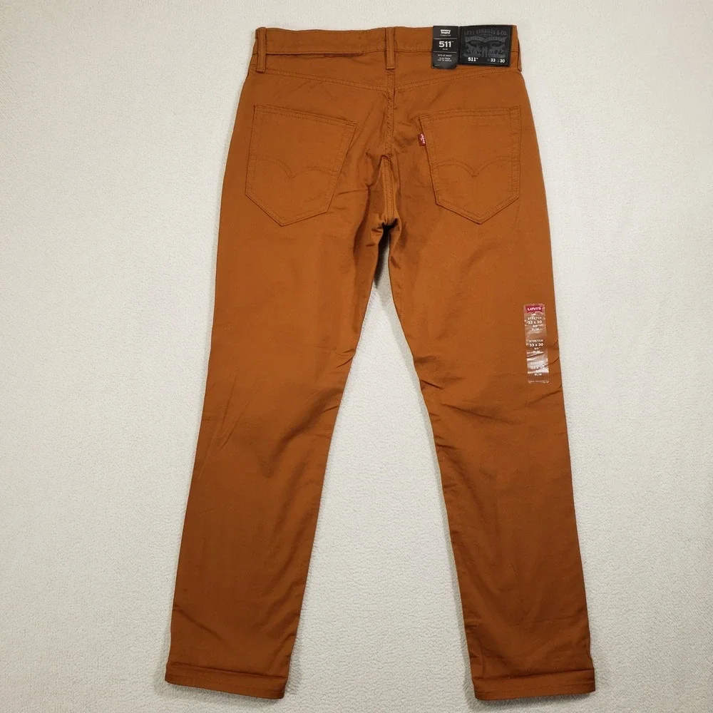 Levi's Commuter 511 Slim Pants Men 33x30 Brown 3M Reflective Cycling Jeans Denim